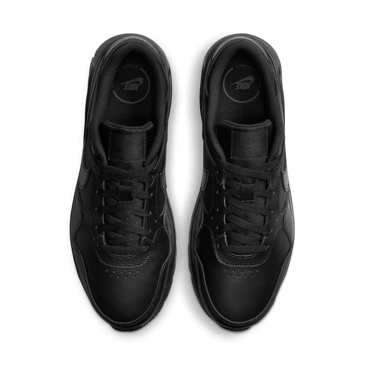 All black nike shoes leather top