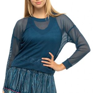 Lucky in Love Mesh Pullover Long Sleeve Women's Top CT604-402
