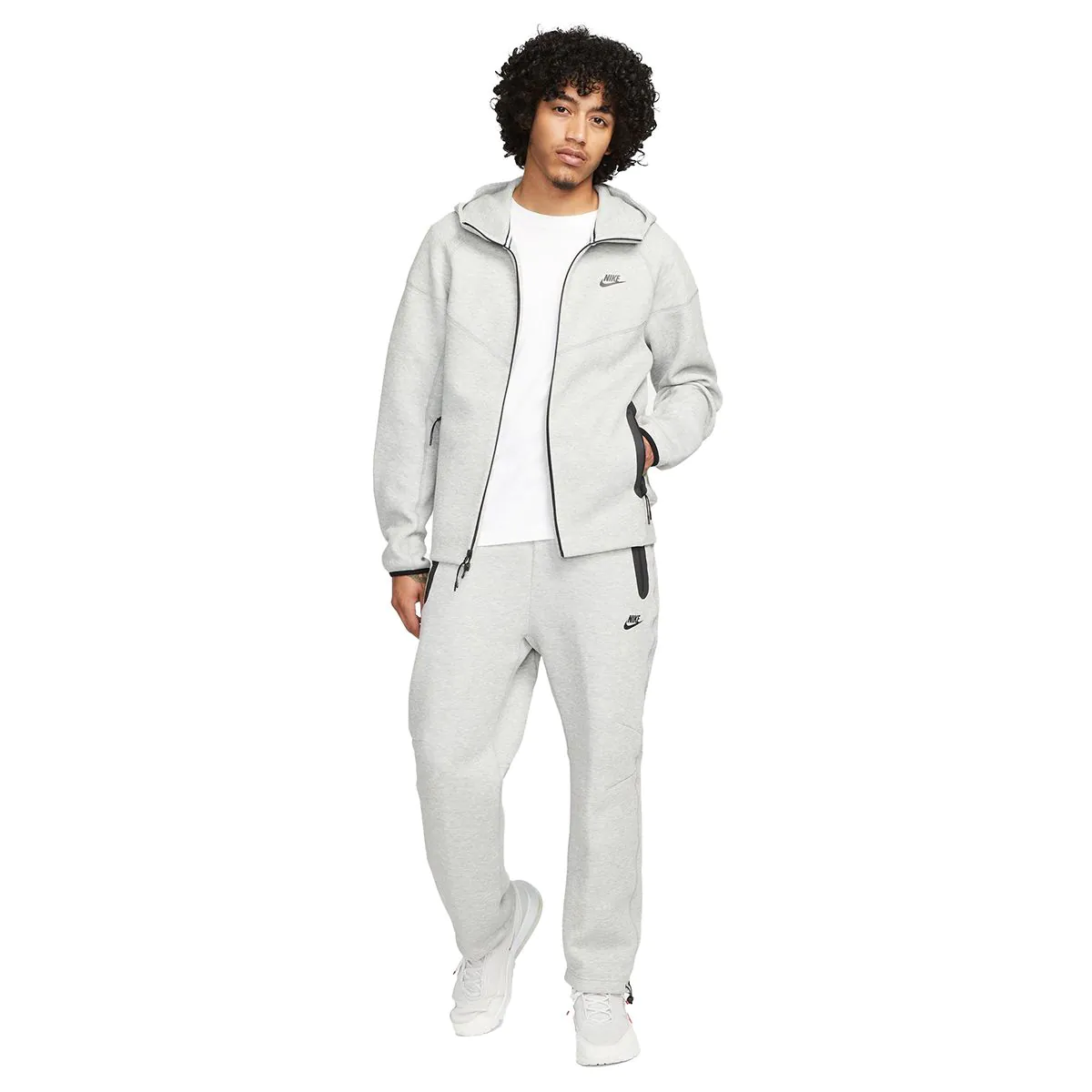 Grey and white nike online tech fleece