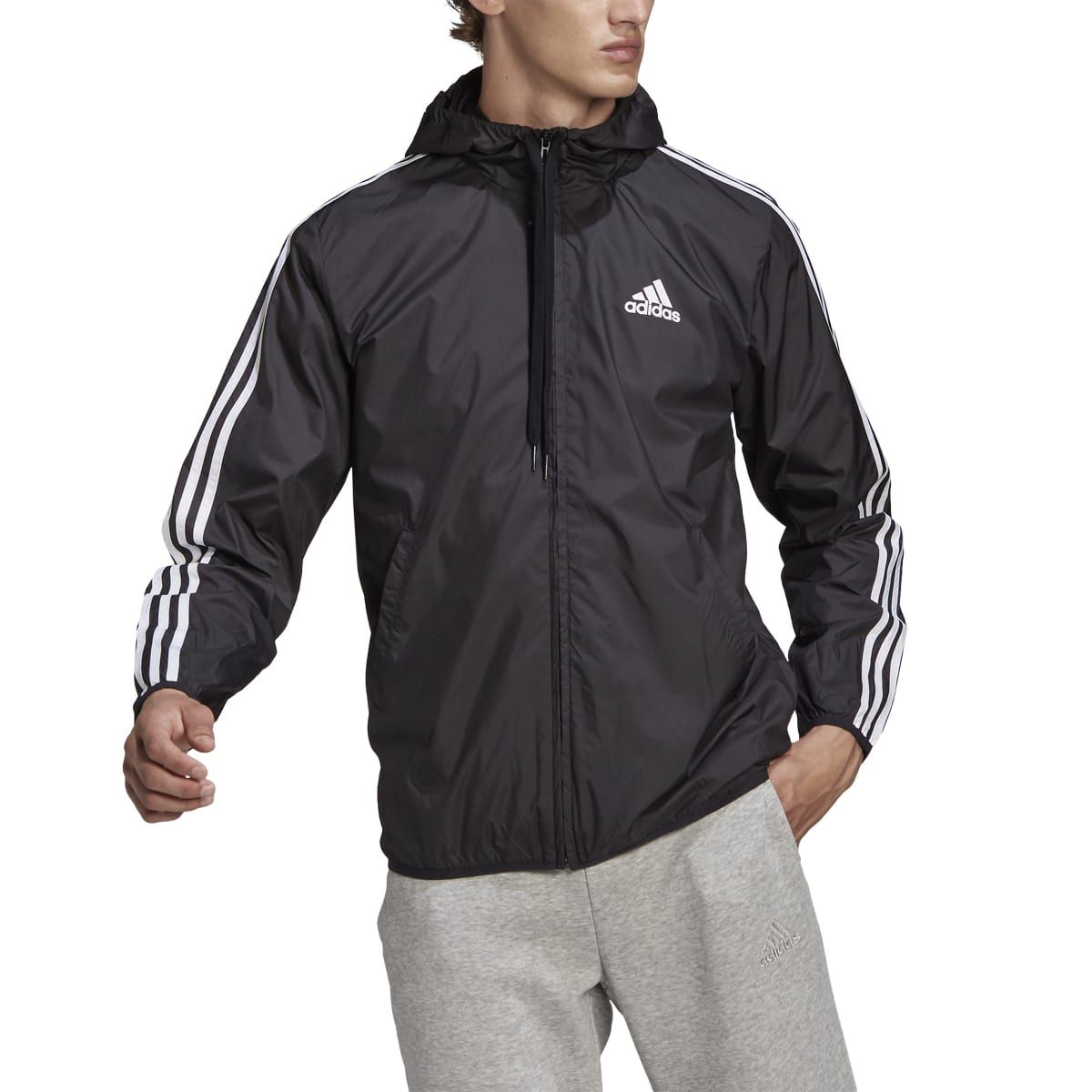 Adidas men's essentials hot sale hooded wind jacket