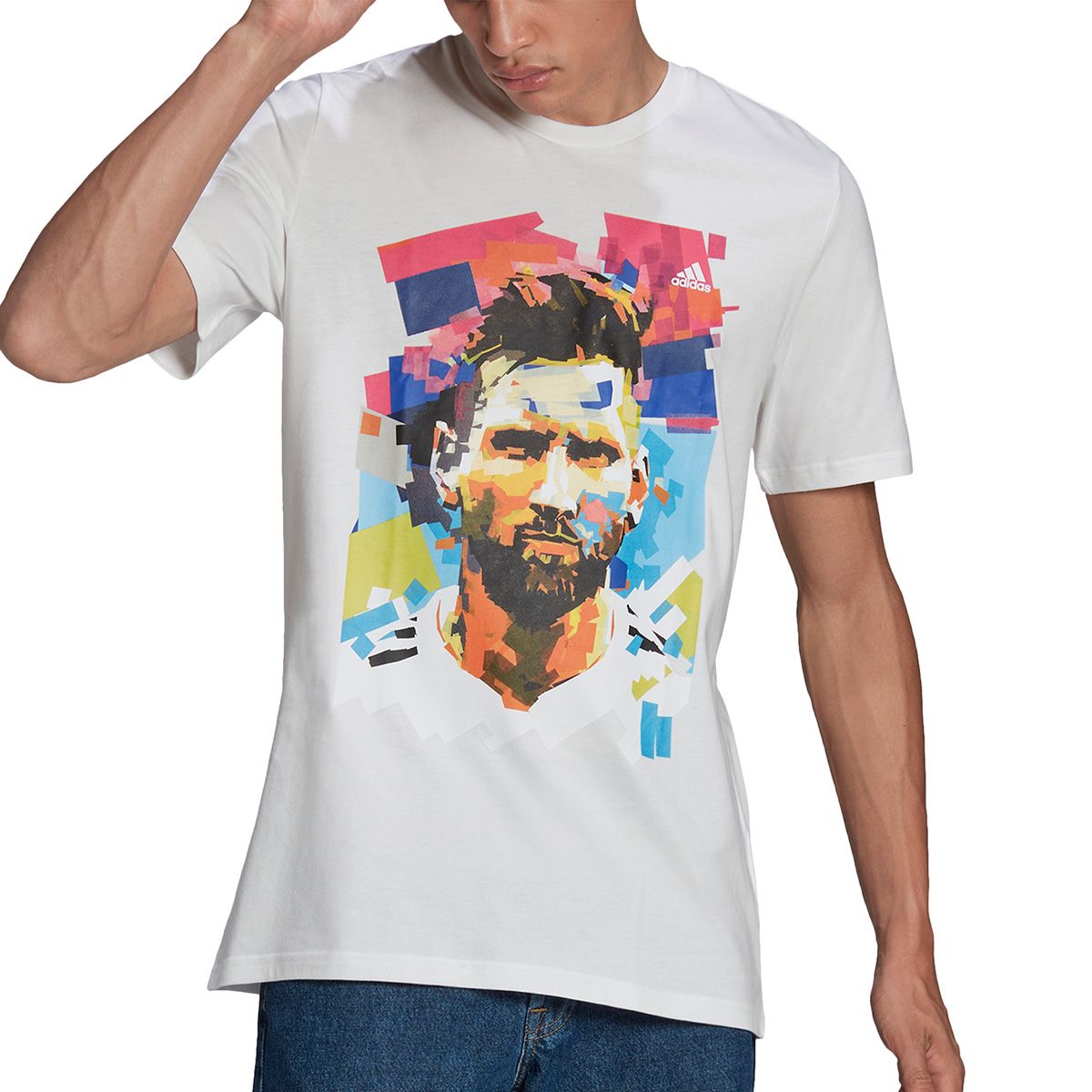 Men's Messi x Adidas White Name & Number T-Shirt Size: Medium
